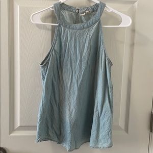 Soft Blue Denim Chambray Top